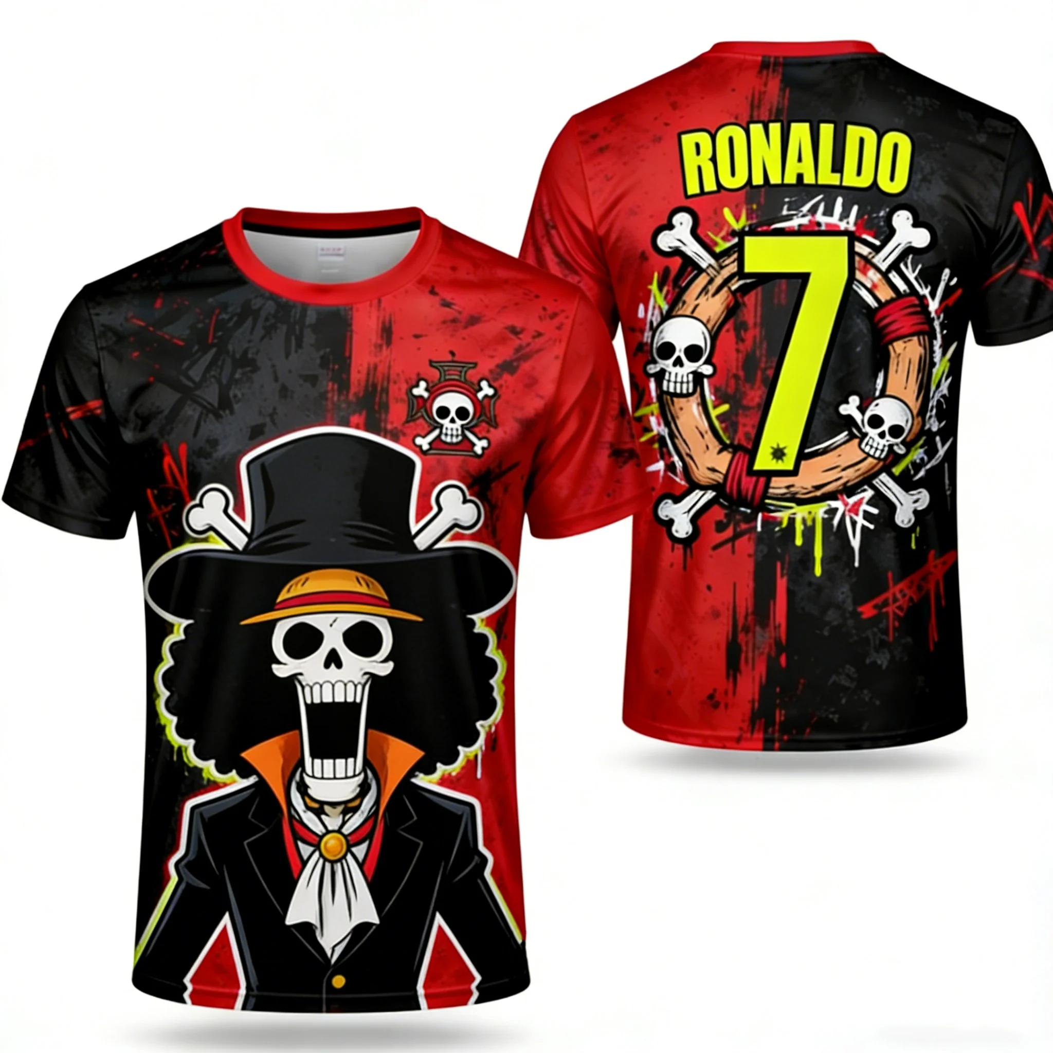 2026 Summer One Piece Luffy Retro Cosplay T-shirt Men's Oversized 3D Printed Short-sleeved Family Unisex Children's Sports Shirt