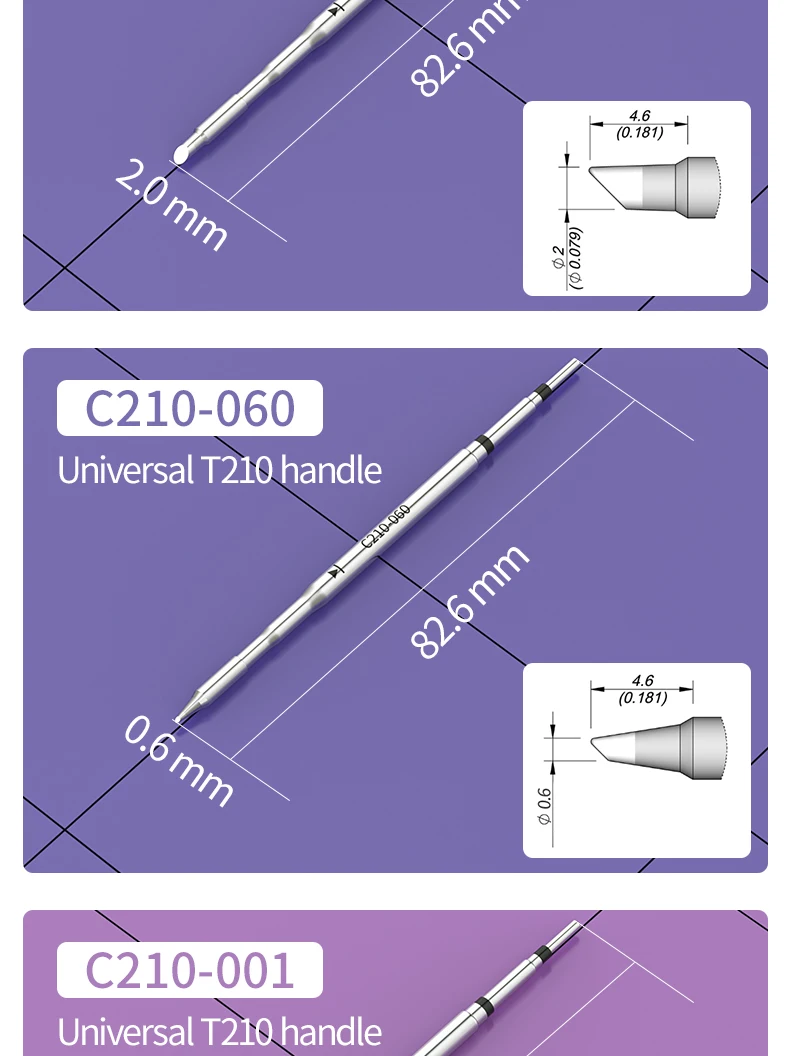 C210 Lötspitze Kompatibel mit JBC T210 Griff für CD-2SD/2SHE Düse C210-004 C210-005 C210-024 C210-0028 030 033 038 – Detail 11