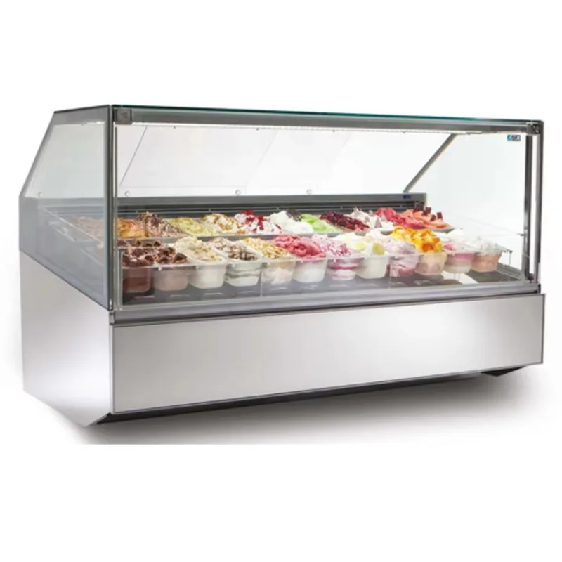 Italian 10-Bucket Single-Temperature Ice Cream Display Cabinet with Fan Cooling