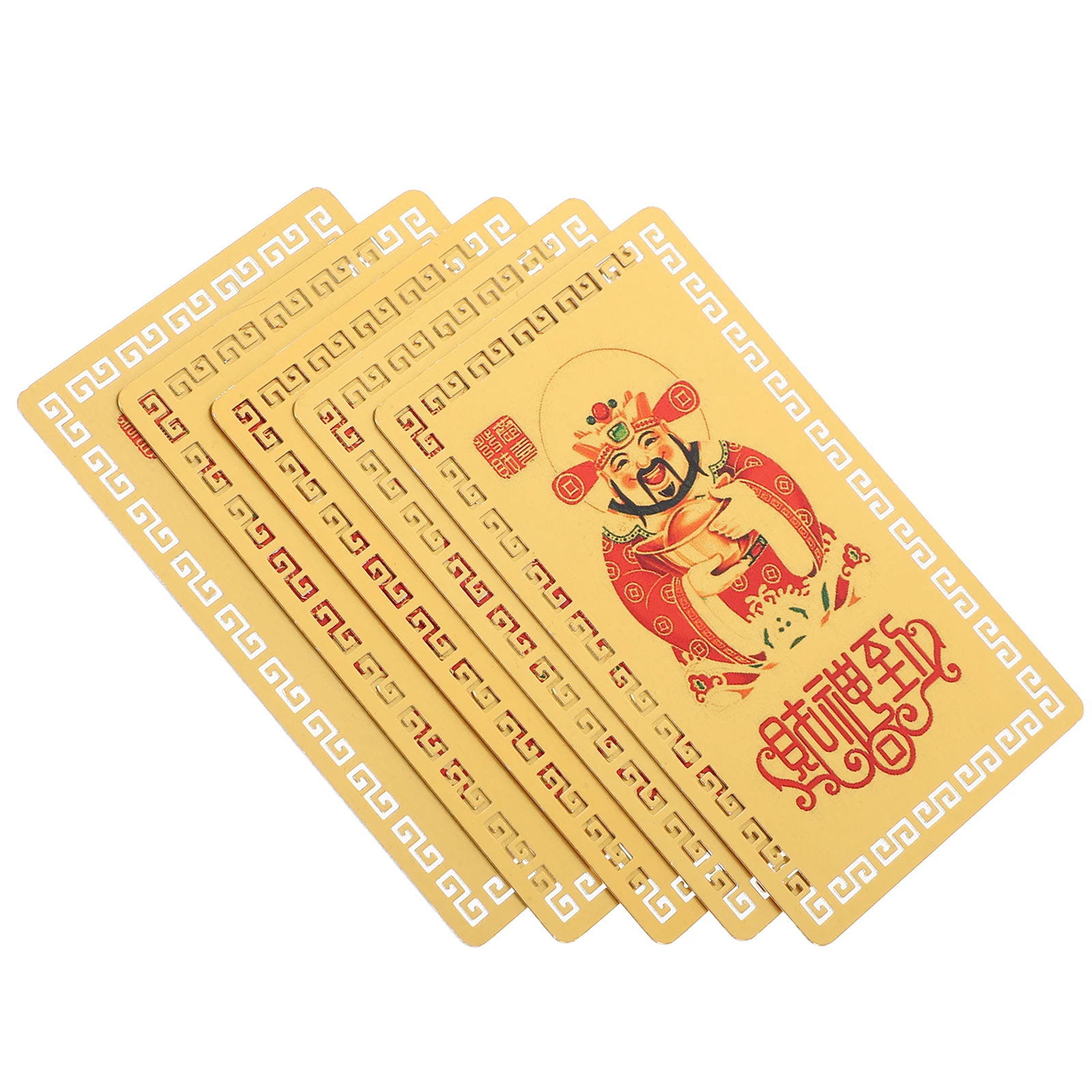 

5pcs God of Wealth Gold Card Aluminum-magnesium Alloy Chinese Amulets Tai Sui Prosperity Protection