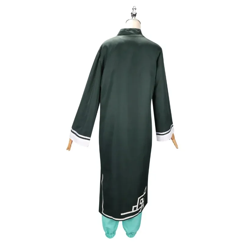 Top verde escuro de duas peças e calças verde esmeralda, camisa longa hanfu, roupa étnica tradicional