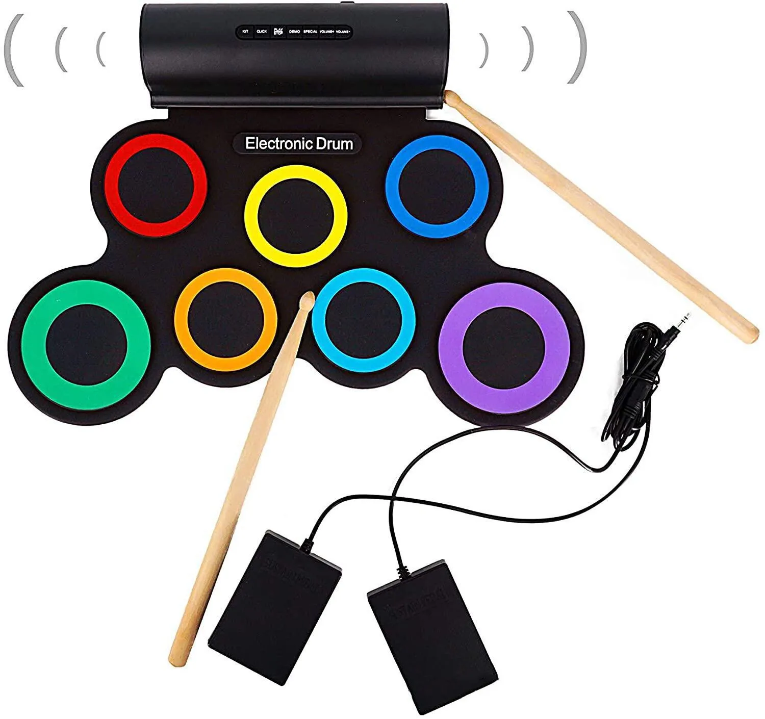 

Portable Electronic Drum Set, Hand Roll, Electronic Drum, Flash, Bluetooth, Percussion, Music Equipment