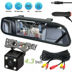 Car Rear view Camera4led with Mirror Monitor for Vehicle Parking Rearview Mirror Camera 4.3 Inch Screen Hd Reversing Camera