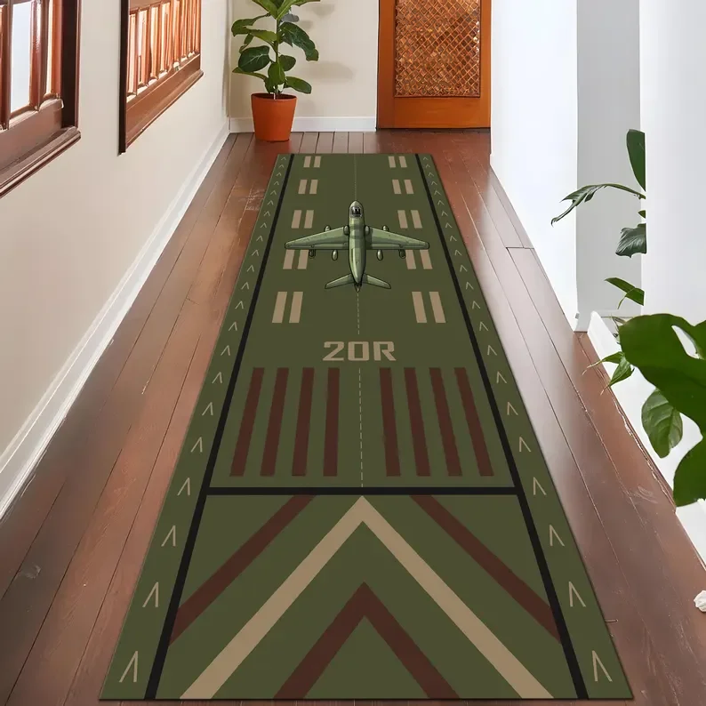 Airport Runway Runner Rug Aircraft Rug Aviation Rug Play Rug,Airport Rug Plane Decor Rug Apron Rug Airlines Rug