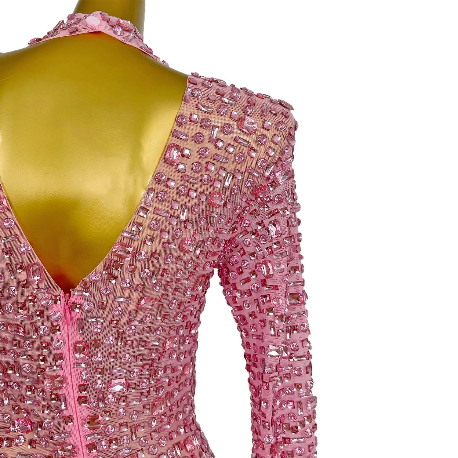 

Luxurious Rhinestone Stretch Mesh See Through Elegant Dress Sparkly Diamonds Robe Attends Wedding Prom Birthday Evening Dress