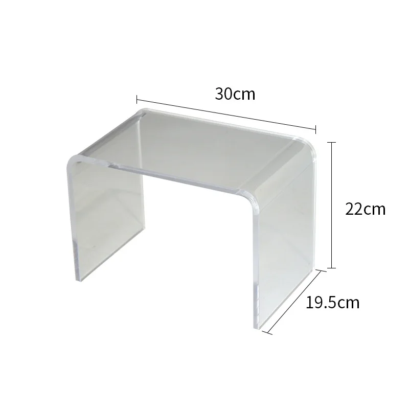 Acrylic transparent shoe changing stool minimalist small furniture bench Internet celebrity U-shaped geometric low stool crystal