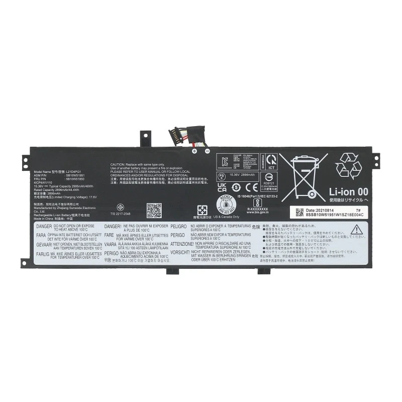 Laptop Battery L21M4PG1 L21C4PG1 L21D4PG1 L21L4PG1 For ThinkPad, L13 Yoga Gen 3 Series Notebook 5B10W51849/50/51 15.36V44.4Wh