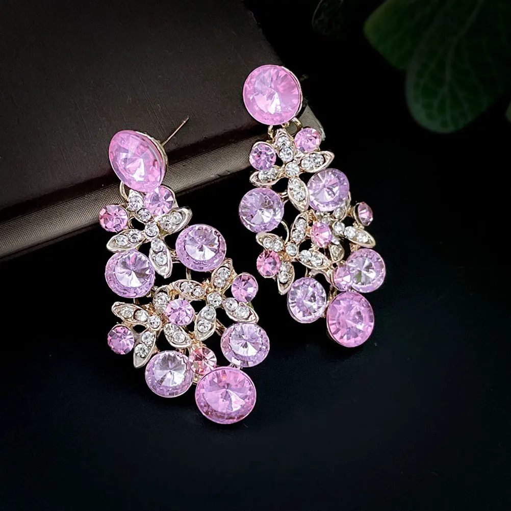 

1Set Water Drill Necklace Earring Set Wedding Party Jewelry Elegant Rhinestones Pendant Women Charm Gift Wedding Necklace