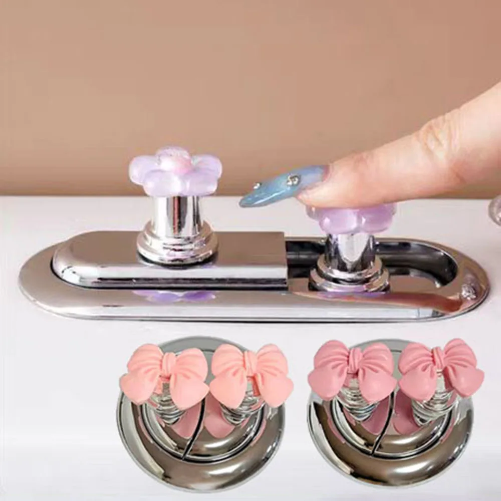 Toilet Water Tank Button Flower Shaped Button Flush Lift Cover Auxiliary Device Toilet Press Button Creative Bathroom Supplies