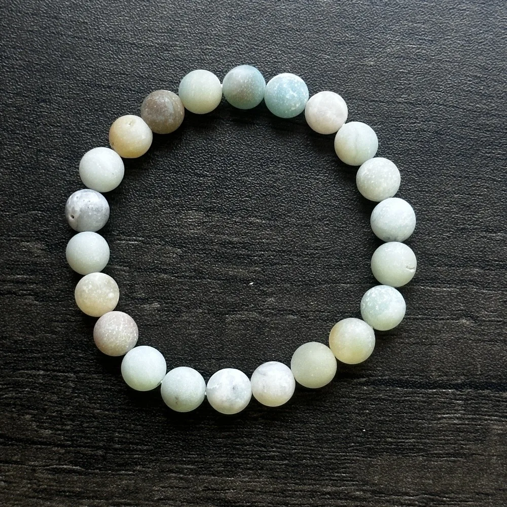 6pcs/lot Matte Amazonite Natural Frosted Gemstone Beaded Bracelets Fashion Healing Jewelry for Women Friendship Wholesale