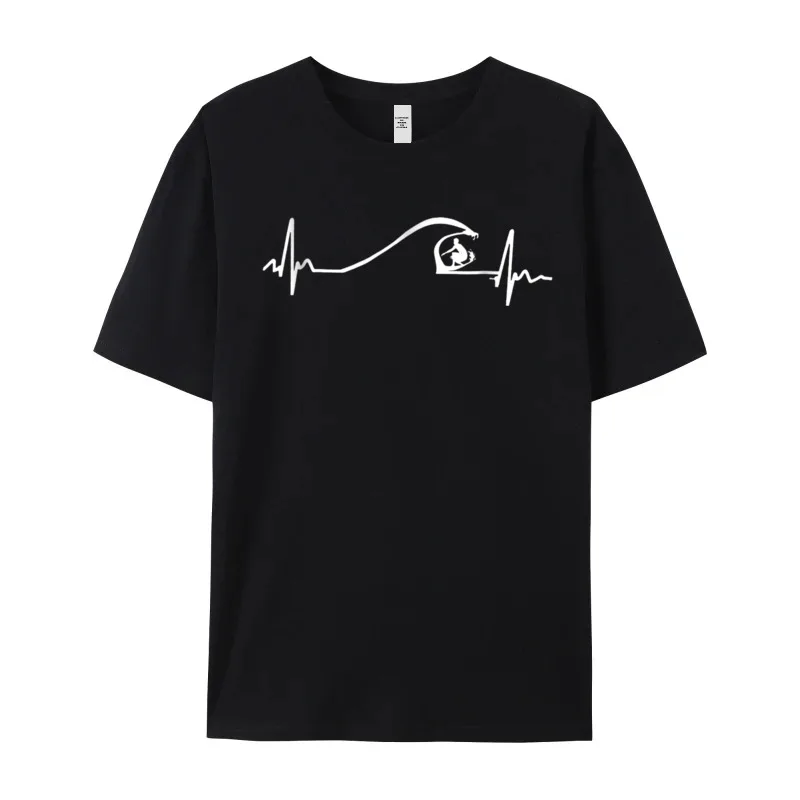 Tops & Tees Surfer Surfing Wave Heartbeat T Mother Day Short Sleeve Combed cotton O Neck Female T-Shirt Graphic Tshirts Family