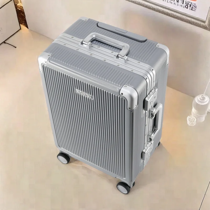 

Aluminium-Frame Luggage Unisex Thickened Trolley Case 20-inch Cabin-Size Combination Lock Suitcase 26-inch Travel Suitcase