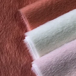 Faux Mink Hair Fur Fabric By The Meter for Clothes Shoes Bags Toys Jewelry Diy Sewing Plush Cloth Soft Smooth Plain White Pink