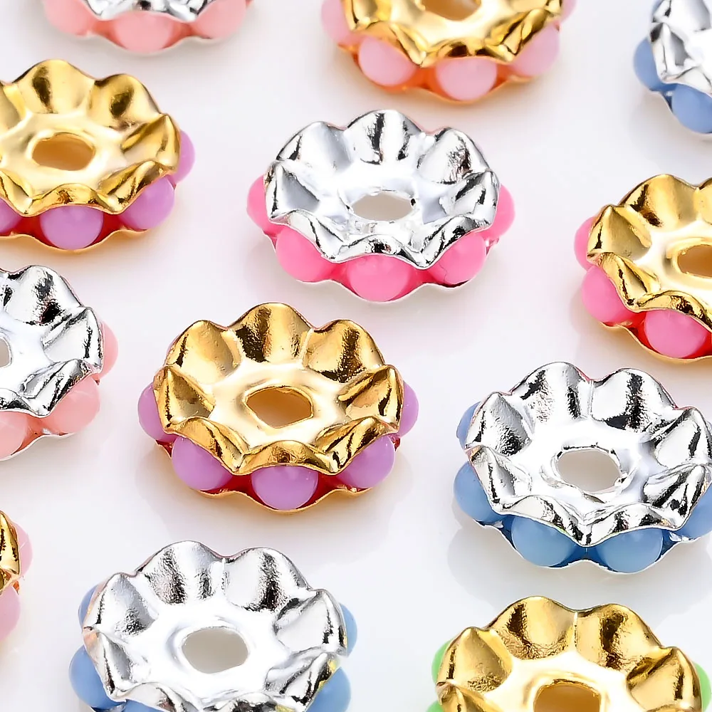 5/20 Stück 12mm Acryl-Legierungs-Abstandsperlen in Bonbonfarben, gewellte Blumenperlen für DIY-Schmuckherstellung, Armbänder, Halsketten, Bastelarbeiten – Detail 1
