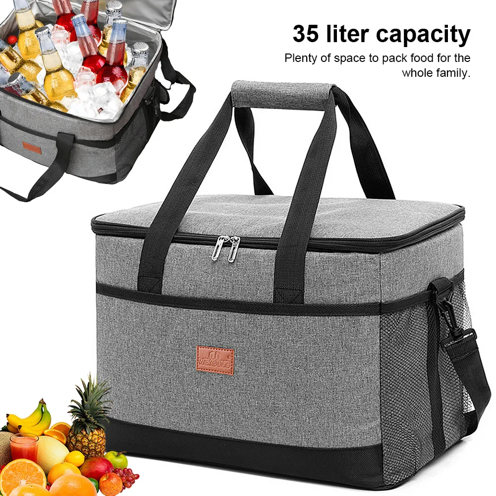 

35L Insulated Cooler Bag Large Capacity Portable Cooler with Adjustable Shoulder Strap for Camping/BBQ/Family Outdoor Activities