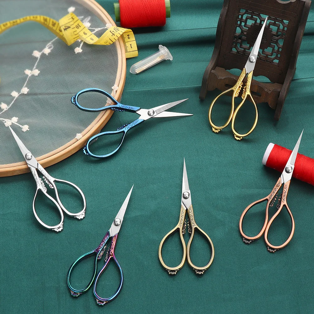 Retro Cross Stitch Scissors Antique Durable High Steel Tailor Craft Sewing Household for Fabric Scisso Shears - view 3