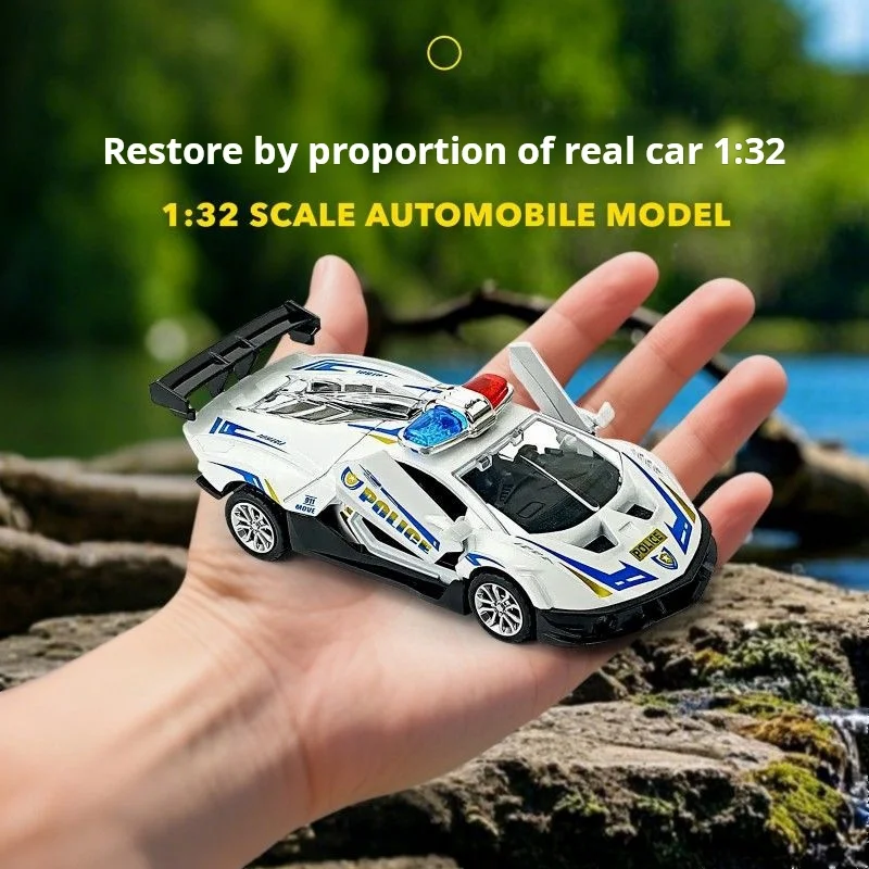 1/32 Automodell Lamborghini Diecast Legierung Polizei mit Zurückziehen Metall Sportwagen Modell für Jungen Geburtstagsgeschenk