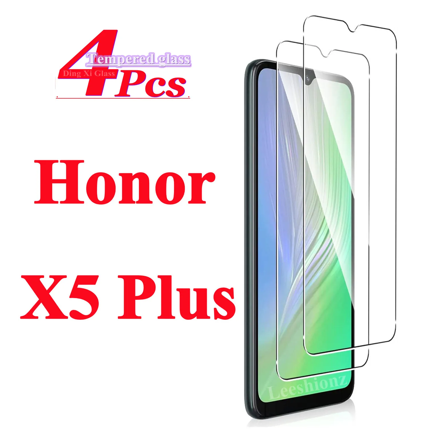 2/4Pcs For Honor X5 Plus high strength HD anti fingerprint hardness bubble free transparent Tempered glass