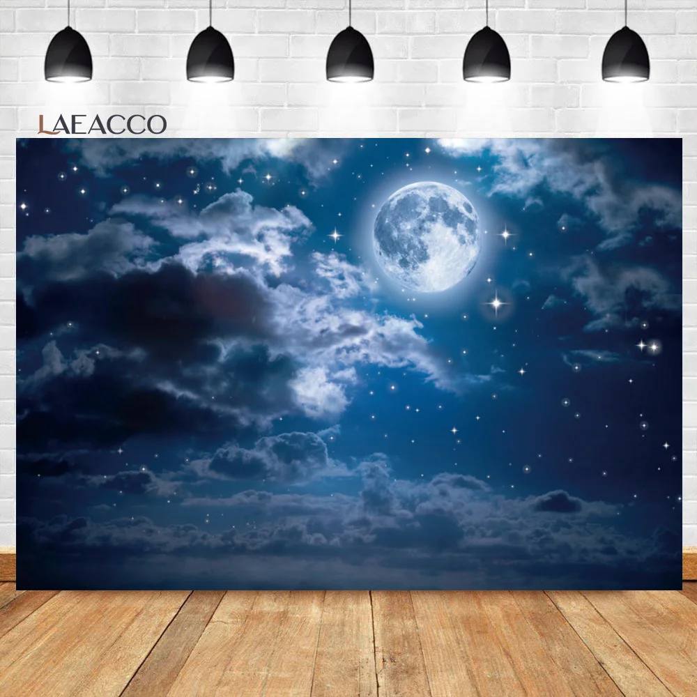 Laeacco Night Starry Sky Clouds Photography Backdrops Baby Shower Photo Backgrounds Newborn Photophone Child Portrait Photozone