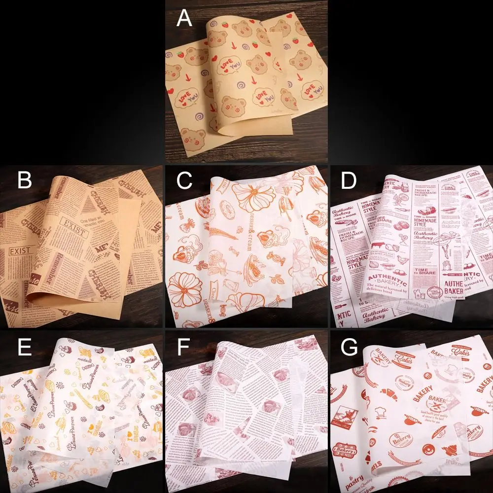 Food Grade Grease Paper Sandwich Wrapping Paper Oil-proof Baking Paper Food Packaging Newspaper Style Bread Oilpaper Baking Tool view 5