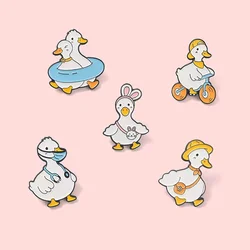Pin Club | Funny Cartoon Brooches Duck Goose Swim Lovely Animals Bicycle Kids Friends Jewelry  Gift Doctor Metal Lapel Badges