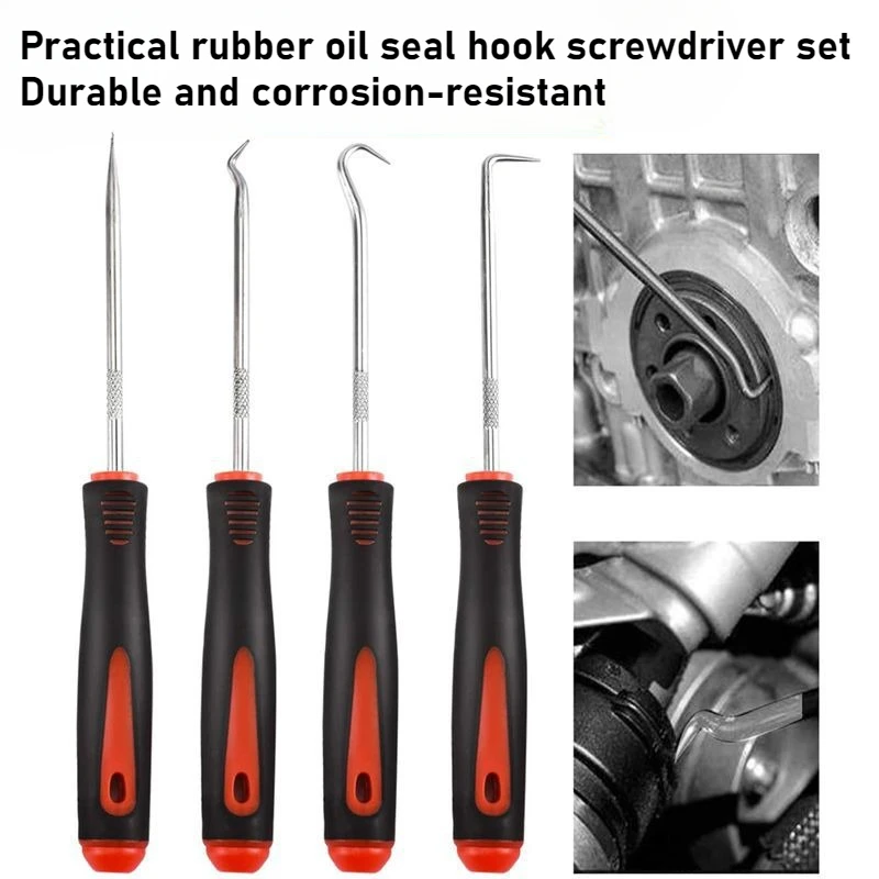 

4pcss Car'S O-Ring Rubber Oil Seal Hook Combination Puller Remover Practical Parts Tyre Repair Essential Auto Repair Accessories