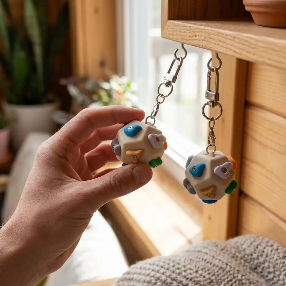 3D Printed Mini Climbing Hold Keychain Handmade Realistic Dodecahedron Boulder Block Charm Fun Fidget Detachable Boulder