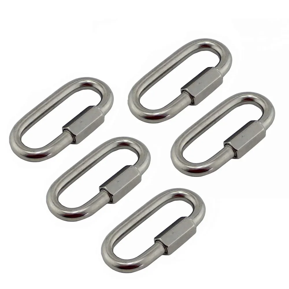 5 Piezas de Conectores de Cierre Rápido Ovalados con Tornillo, Acero Inoxidable 304, 5mm 6mm 7mm 8mm, Eslabones Rápidos de Acero