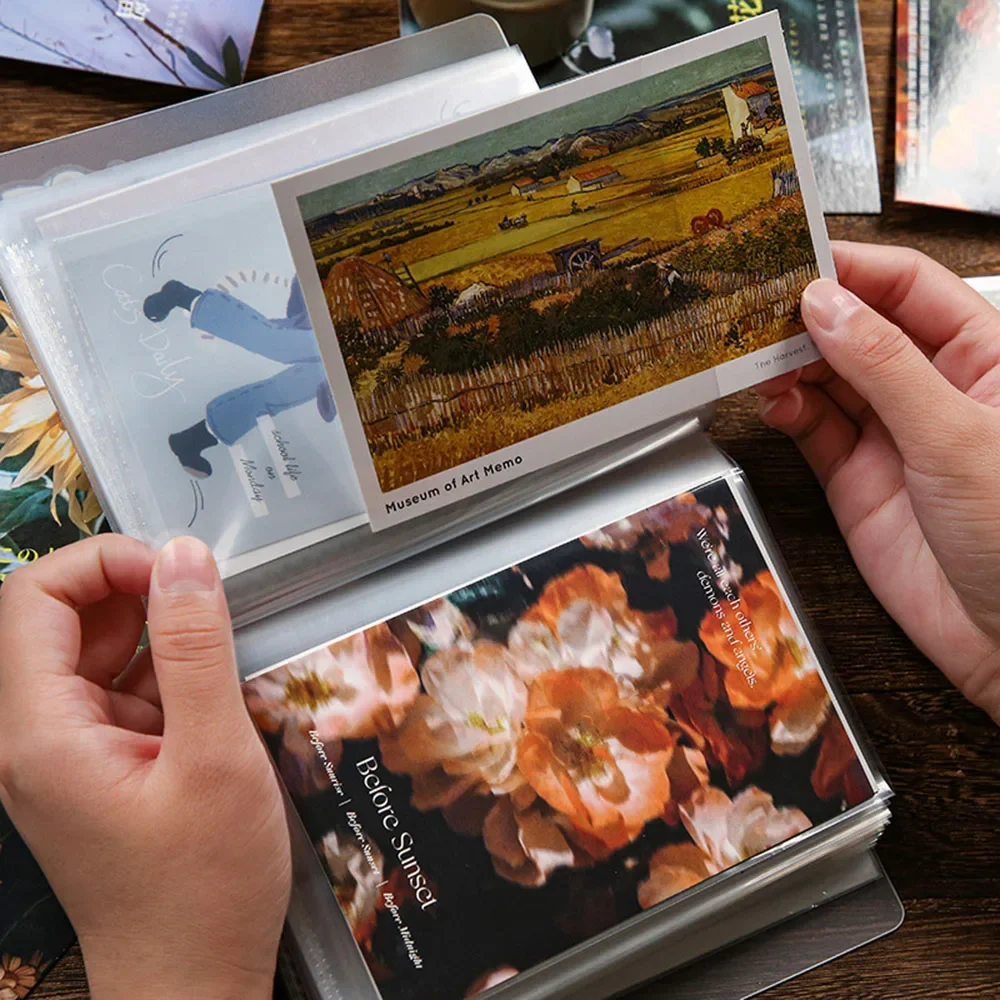 40pcs/book Waterproof Storage Booklet Large Capacity Collection Card Postcard Card Cover Protective Cover Photo Storage Book