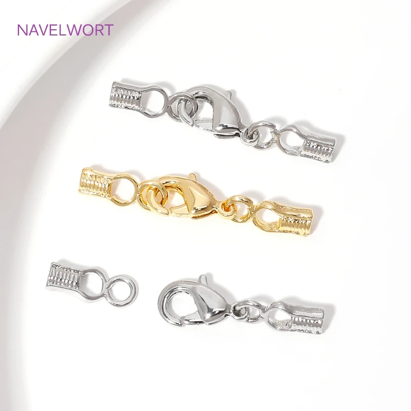 18K Gold Plated Brass Lobster Clasps Connector,Jewellery End Caps Fastener Clasp For DIY Bracelet Jewelry Making Accessories