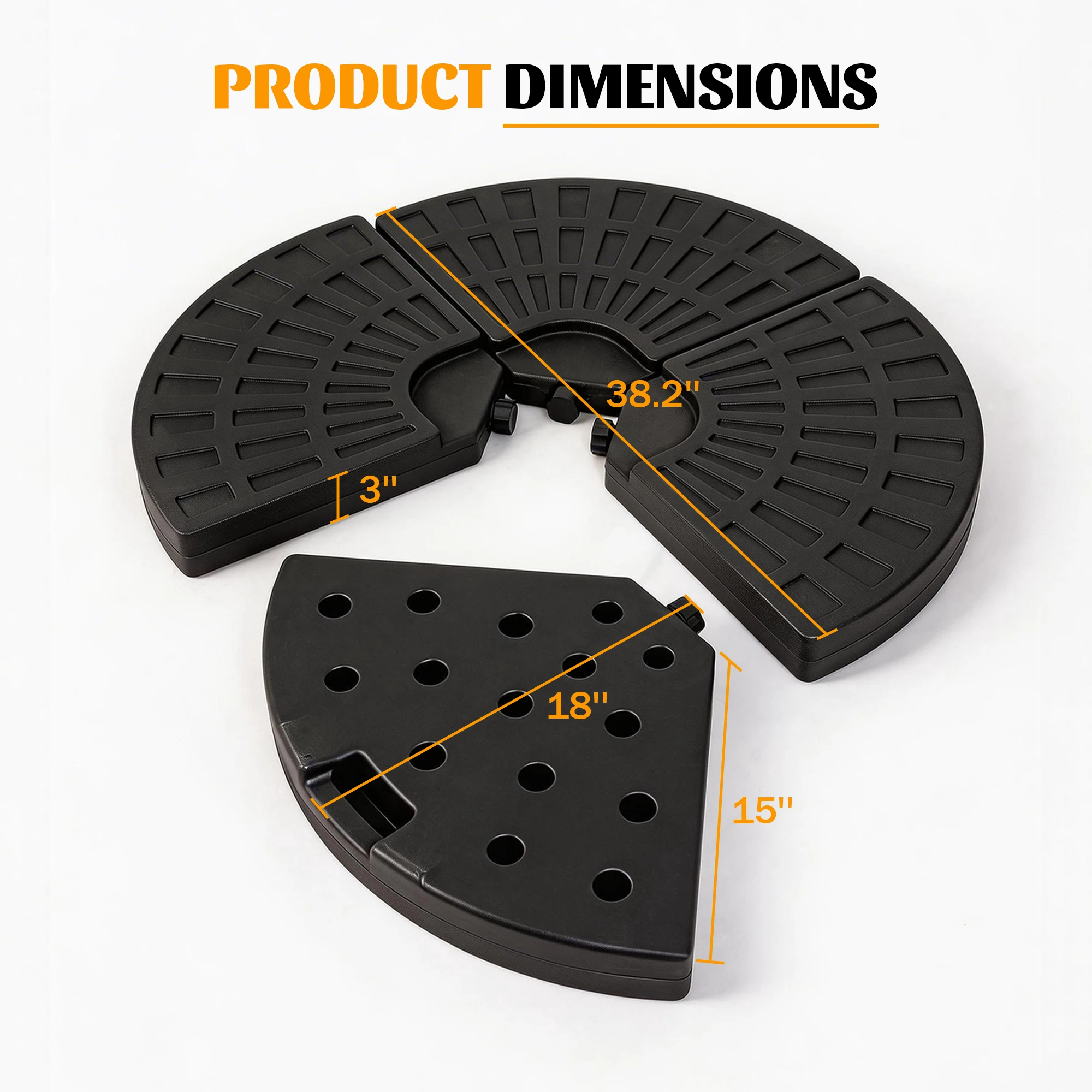 4-Split Sector Round Cantilever Parasol Weight Base, Water Sand Fillable Outdoor Stand for Offset Hanging Patio Umbrella