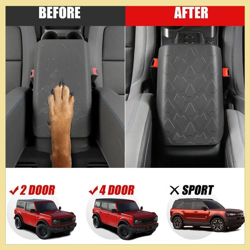 

High Quality Center Console Armrest Cover Pad Protector For Ford Bronco 2021 2022 2023 2024 2/4-Door Interior Accessories