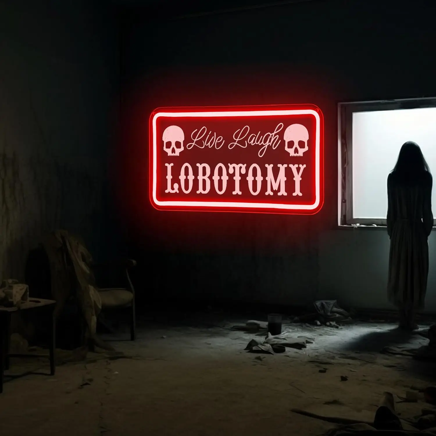  Live Laugh Lobotomy  LED Neon Sign USB Dimmable Neon Light Sign for Gameroom Bedroom Bar Livingroom  Party Gift Wall Decor