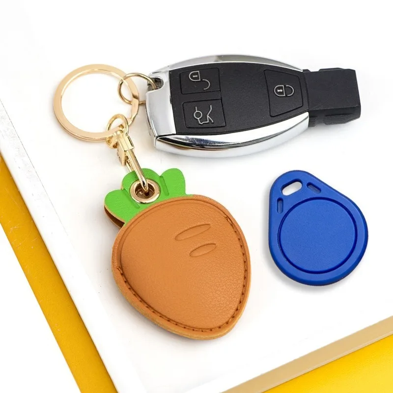 1pc Rectangle Water Drop PU Card Holder Creative Mini Access Control Card Case Cute Keychain Bag Charm Pendant