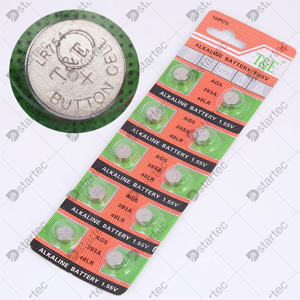 Кнопочные батарейки AG5 LR754, 10-50 шт., 1,55 в, SR754 193 393, круглая батарейка, Щелочная батарейка L754 SR754SW LR48 для часов, игрушек, часов