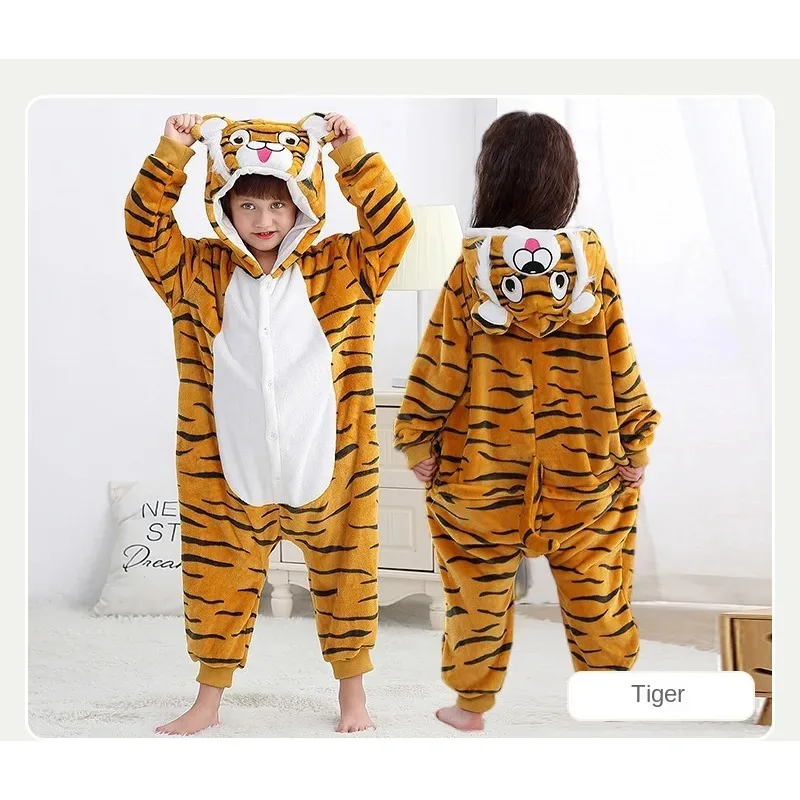 

4-12Y Children Rompers Spring Costume Flannel for Girl Boy Toddler Infant Clothes Kids Overall Animals Panda Tiger Lion Unicorn