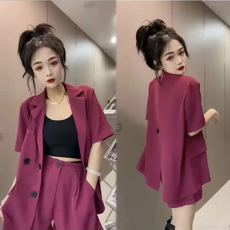 Net red suit suit female summer thin 2024 South Korean version of temperament fried street suit half sleeve shorts two pieces