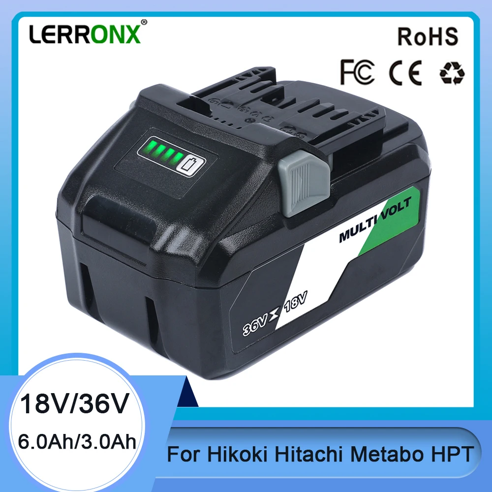 BSL36A18 18V 6.0Ah/36V 3.0Ah MultiVolt Li-ion Rechargeable Battery for Hikoki Hitachi Metabo HPT 18V 36V Slide-type Power Tools