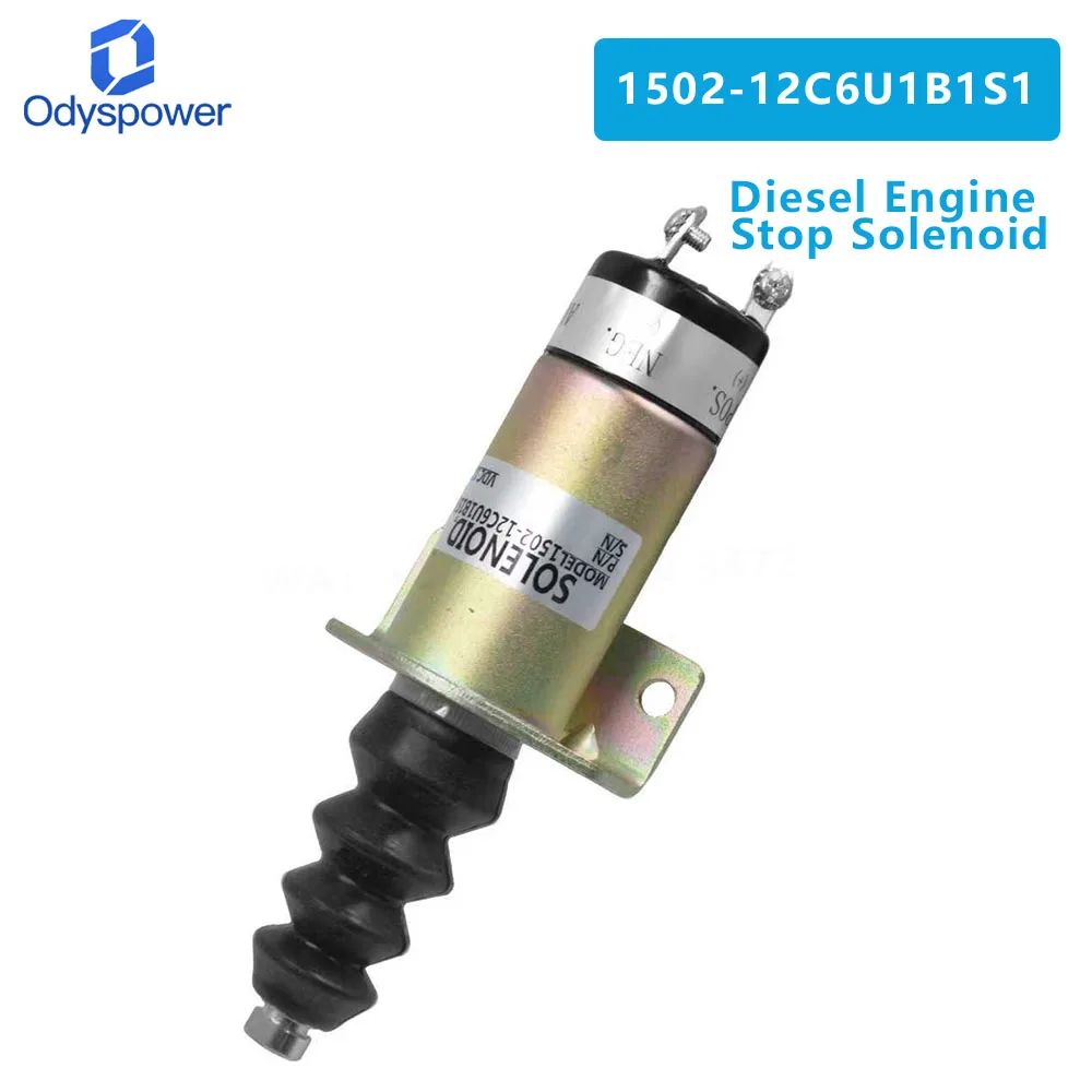 Fuel Shut Down Solenoid 1502-12C6U1B1 1502-12C6U1B1S1 12V Shutoff Solenoid Compatible with Perkins Engine Series T6.3544 4.108