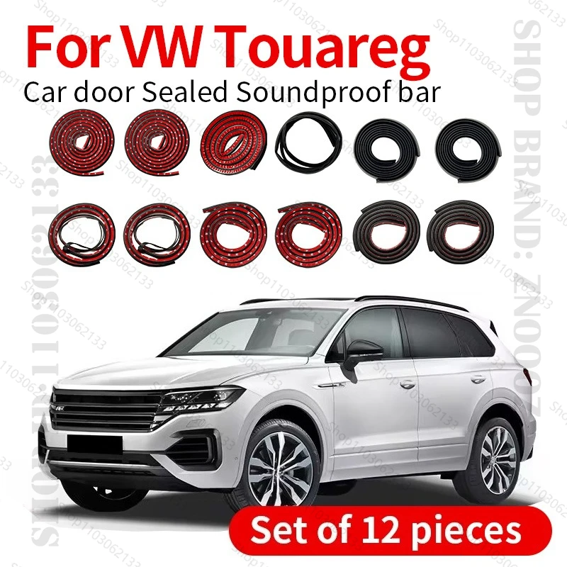 For VW Touareg 7L/ 7P Car Door Seal Strip Rubber Double Layer Sealing Protector Soundproof Strip Dustproof Seal Strip 12PCS Set