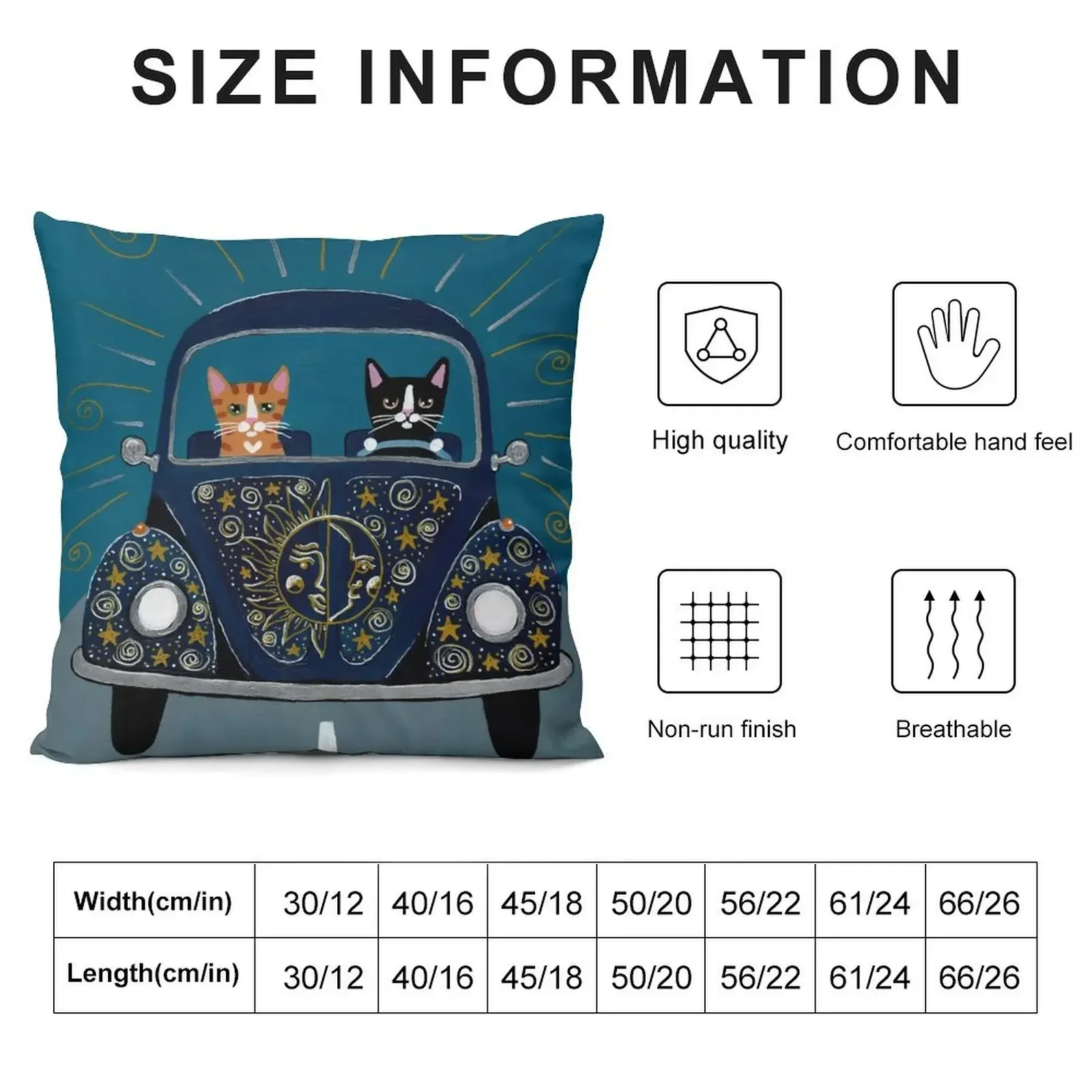 Sun and Stars and Moon Road Trip Cats Throw Pillow Ornamental Pillow Throw Pillow Covers home decor items Cushion Cover