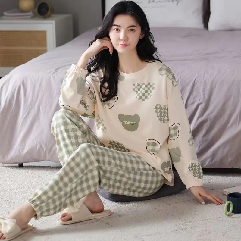 Spring Autumn Ladies New Pajamas Loungewear Set Teenage Cartoon Homewear Student Pajamas Homewear Plus Size Autumn Winter Homewe