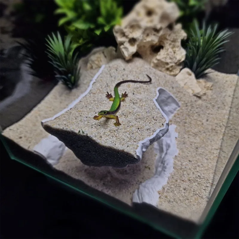 Plateforme de repos multi-niveaux en forme de grotte, avec marches pour terrains secs et humides, pour reptiles, décoration d'aquarium pour gecko, lézard, serpent, grenouille, tortue