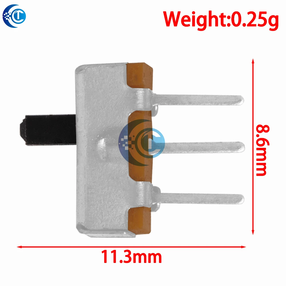 1P2T 2-Position Mini Slide Switch: SS12D00G3 3-Pin (3mm Handle) – 5PCS/10PCS Packs Available
