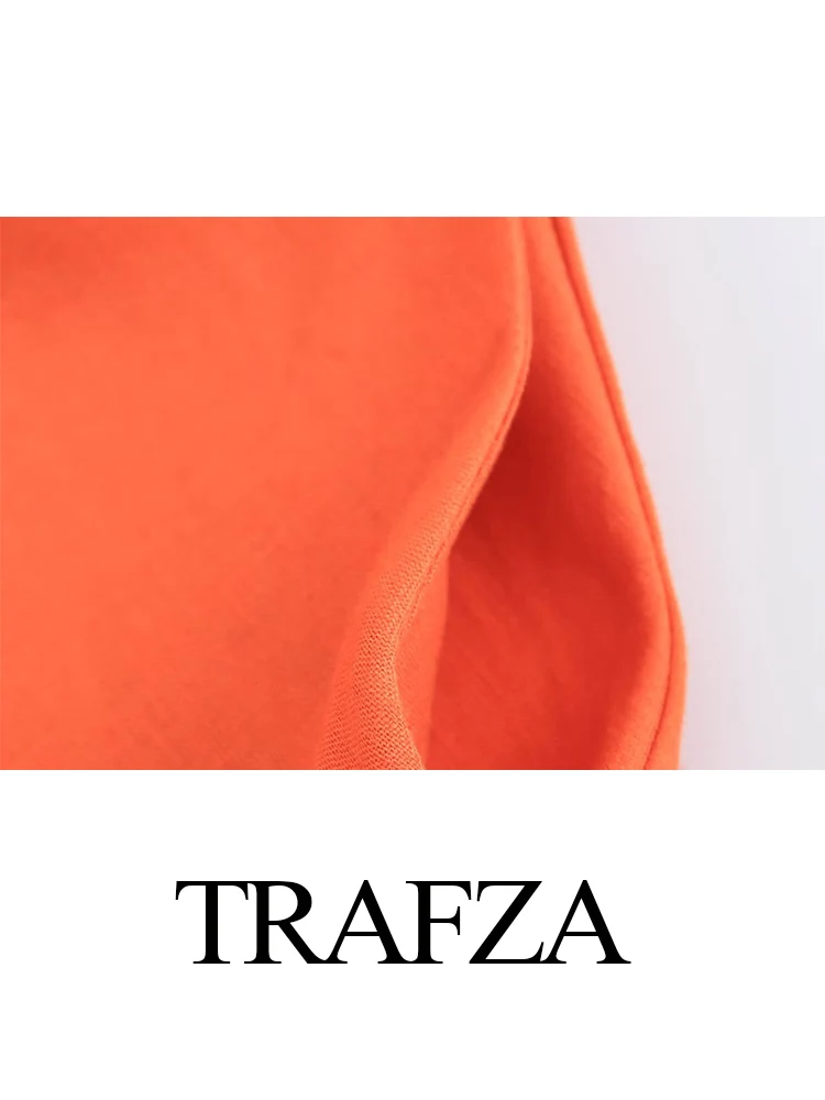 TRAFZA 2024 Women New Fashion Round Neck Sleeveless Linen Zipper Dress Female Chic Elegant 3-Color Ankle Length Long Dress Mujer