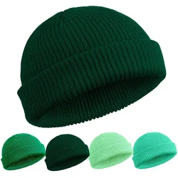 Moda uomo Beanie Knit Hats Boy Skullcap Sailor Caps Cuffs Retro Navy Short Hat tinta unita Unisex Winter Warm Cap Roll-up Edge