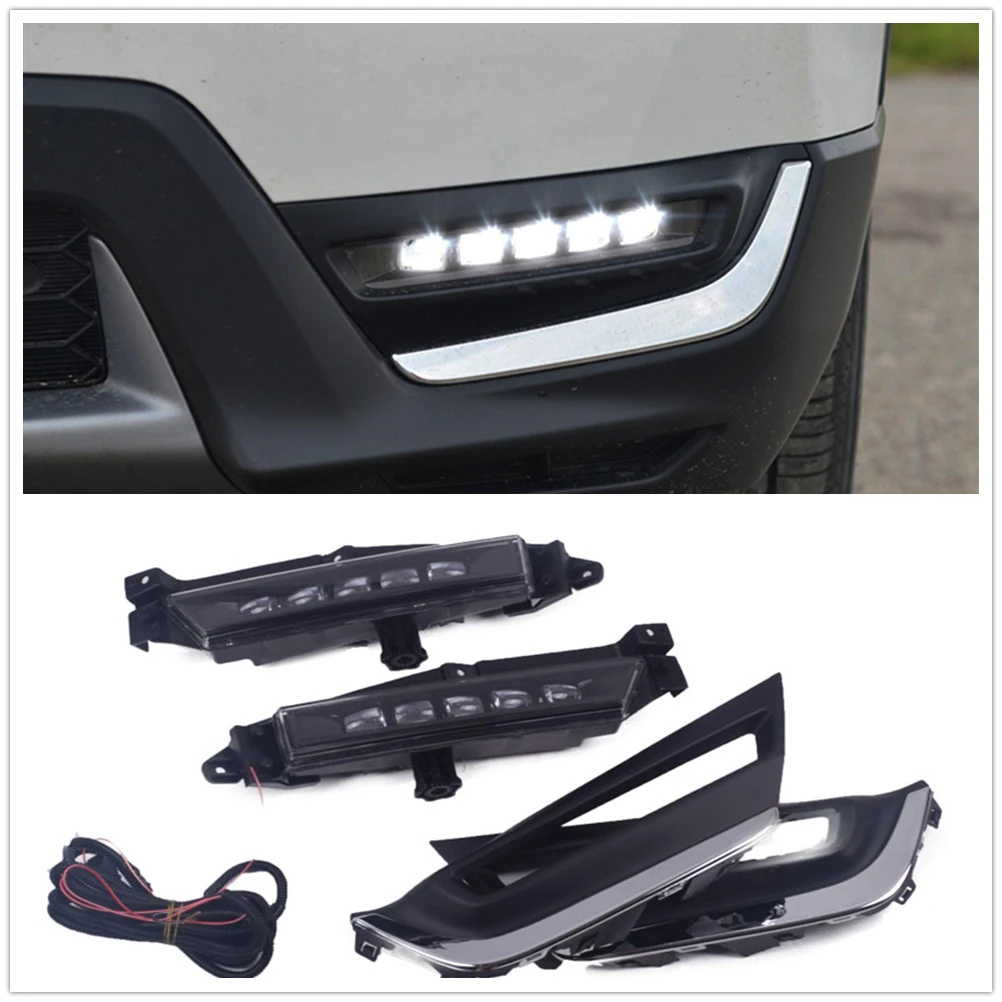 

Daytime Running Day Light For Honda CR-V CRV 2017 2018 DRL LED Front Bumper Fog Lamp Air Vent Turn Signal Indicator White Bulb