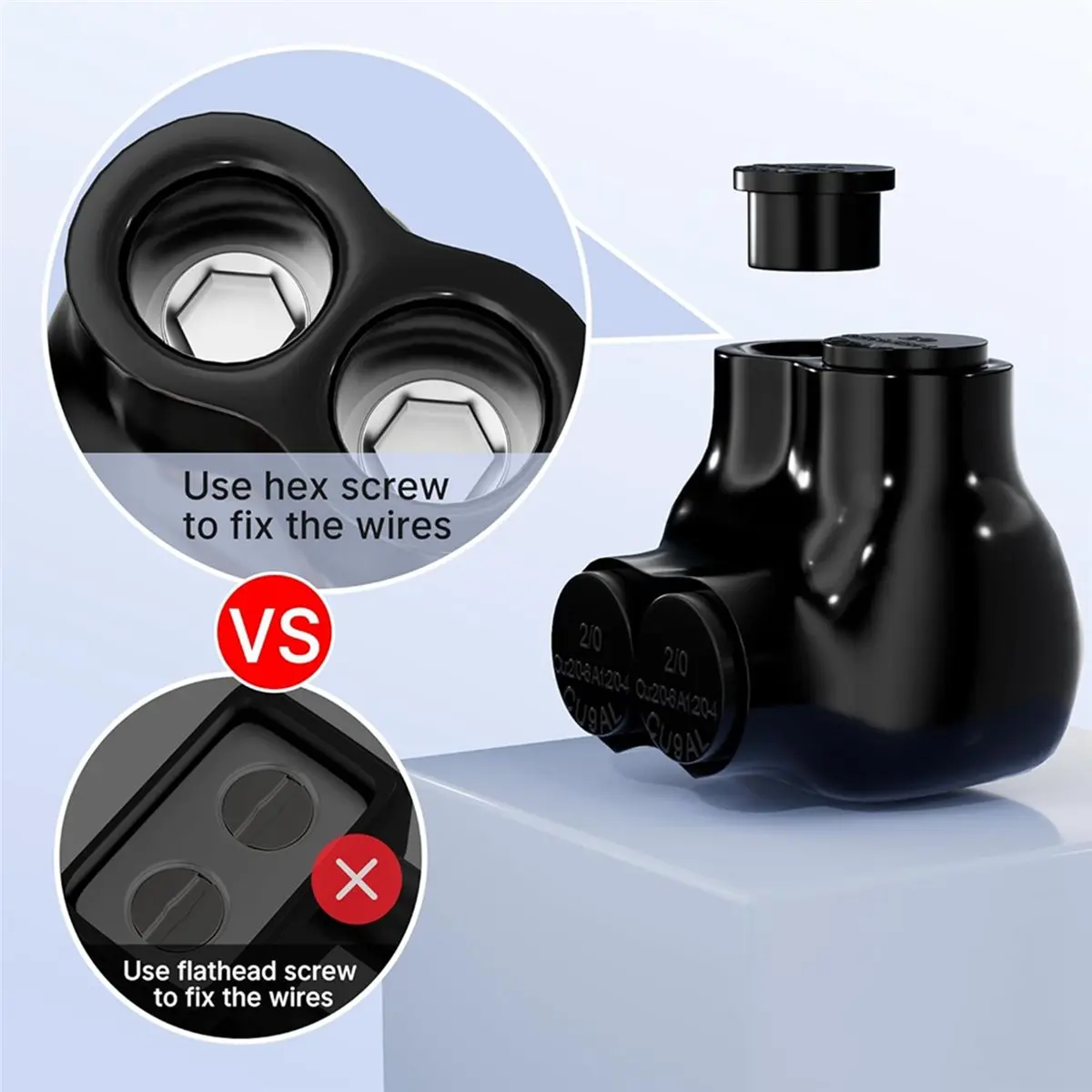 update. 3X Insulated Connector 2 Port Multi Tap Connector 2/0-6 AWG Single-Sided Entry Wire Connectors Slotted Hex