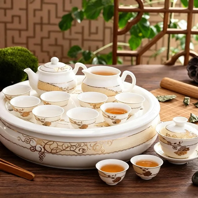 14pcs set, real bone china kettle and cups set, ceramic kung fu tea set japan style, tea pots tea set china for tea ceremony