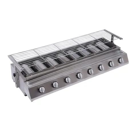 8-Burner Gas BBQ Grill, Stainless Steel, Adjustable Height, Portable and Easy to Clean